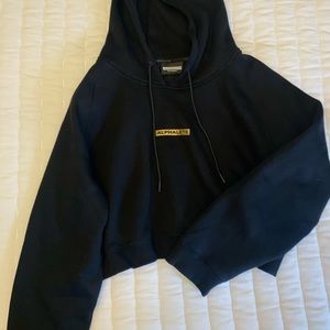 Alphalete Performance Crop Hoodie Black and Gold
